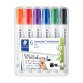 Marqueur effaçable rechargeable Staedtler Lumocolor 351B pointe biseautée 2 à 5 mm couleurs assorties - Pochette de 6