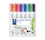 Marqueur effaçable rechargeable Staedtler Lumocolor 351B pointe biseautée 2 à 5 mm couleurs assorties - Pochette de 6