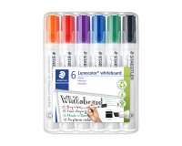 Refillable Staedtler Lumocolor 351B whiteboard marker chisel tip 2 to 5 mm assorted colors - Pack of 6