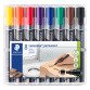 Marqueur permanent rechargeable Staedtler Lumocolor 350 pointe biseautée 2 à 5 mm couleurs assorties - Pochette de 8