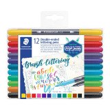 De_rotulador staedtler 3004 doble punta para lettering estuche de 12 unidades colores surtidos