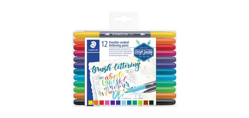 Feutre de coloriage double pointe Design Journey Staedtler couleurs assorties - Pochette de 12