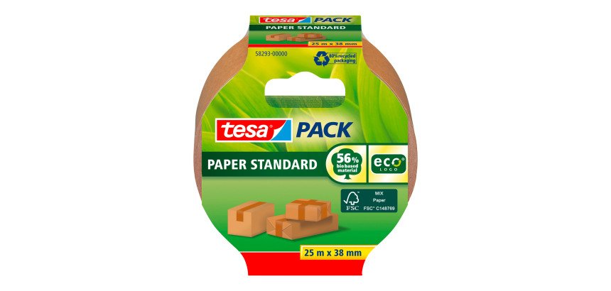 Pack Ruban adhésif d'emballage PAPER ecoLogo, 38mm x 25m