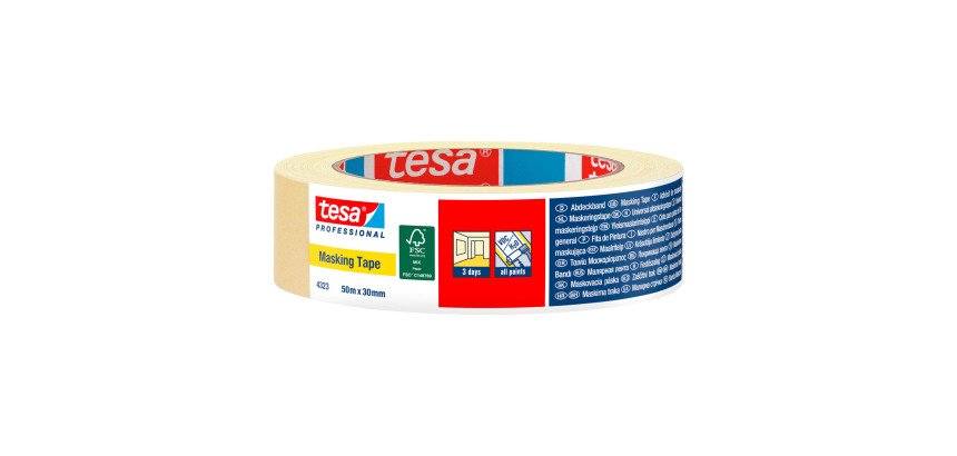Adhésif masquage papier pour peinture 4323, 30 mm x 50 m
