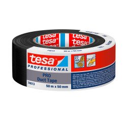 Cinta adhesiva Tesa Duct Tape PRO de tela, 50 mm x 50 m, negro.