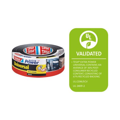 Cinta adhesiva de tela extra resistente 215 µ universal extra power 56389 Tesa, 50 mm x 50 m, negro