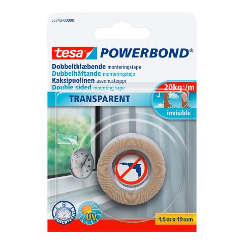 Cinta adhesiva de doble cara para montaje Tesa Powerbond 19 mm x 1,5 m