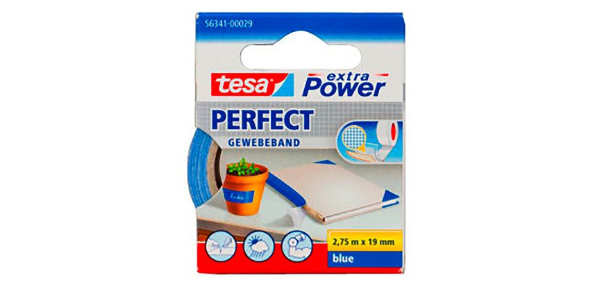 Ruban adhésif toilé Tesa Extra Power Perfect, 19 mm x 2,75 m, bleu