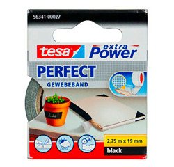 Tesa Extra Power Perfect fabric adhesive tape, 19 mm x 2.75 m, black