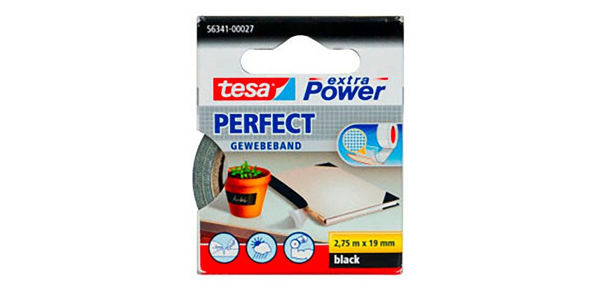 Tesa Extra Power Perfect fabric adhesive tape, 19 mm x 2.75 m, black