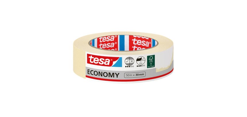 Ruban adhésif de masquage papier Tesa Economy, 30 mm x 50 m