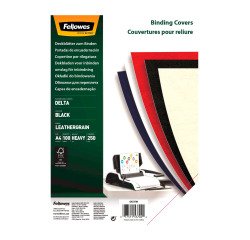 Cubiertas de encuadernar Fellowes Delta Leather Grain Cover, 250 g/m², A4, caja de 100