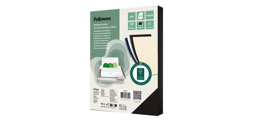 Cubiertas de encuadernar Fellowes Delta Leather Grain Cover, 250 g/m², A4, caja de 100