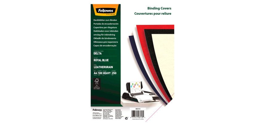 Couverture de reliure Fellowes Delta grain cuir 250 g A4 - Boîte de 100