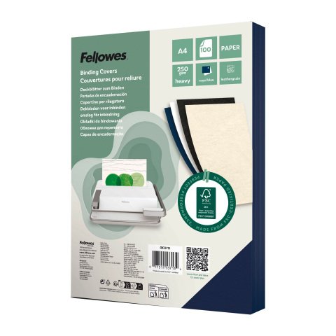 Cubiertas de encuadernar Fellowes Delta Leather Grain Cover, 250 g/m², A4, caja de 100 color azul real