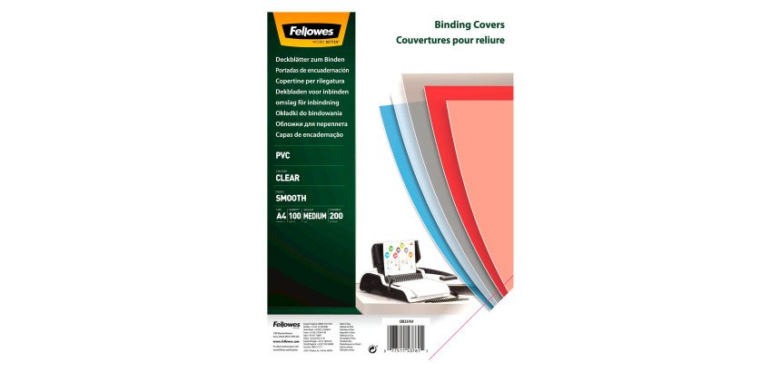 Cubiertas para encuadernar Polipropileno 200 micras A4 cristal premium - Paquete de 100