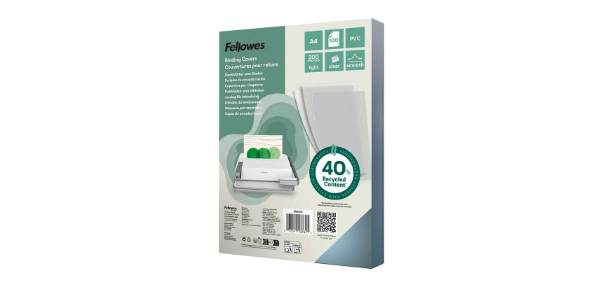 Couverture de reliure PVC Fellowes A4 20/100 transparent - Paquet de 100