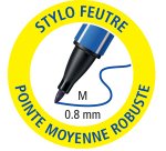 Stylo feutre Stabilo PointMax à capuchon pointe 1 mm - écriture moyenne - Pochette de 18