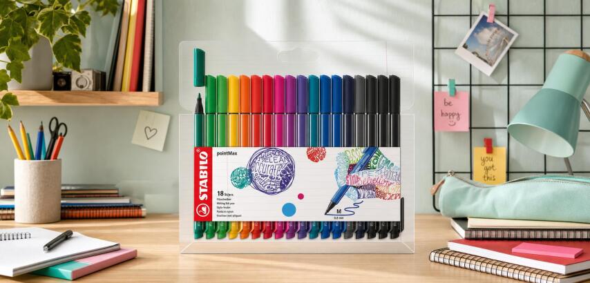 Stylo feutre Stabilo PointMax pointe 1 mm - Pochette de 18