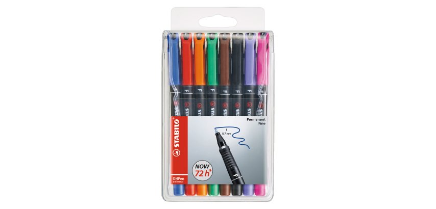 Permanent marker OhPen Stabilo 0.7 mm tip - Pack of 8