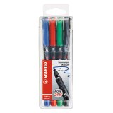 Marqueur permanent OhPen Stabilo pointe moyenne 1 mm - Pochette de 4
