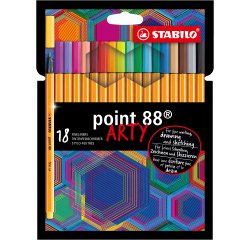 Bolígrafo rotulador STABILO Point 88 Arty con tapa - Paquete de 18