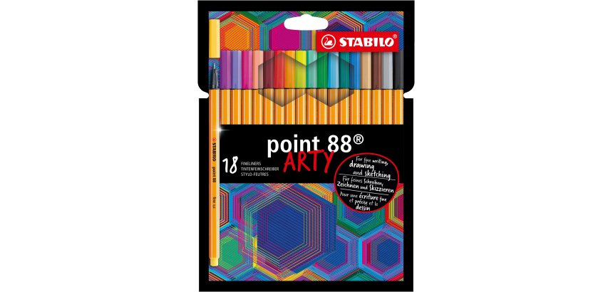 Stylo feutre Stabilo Point 88 Arty à capuchon - Pochette de 18