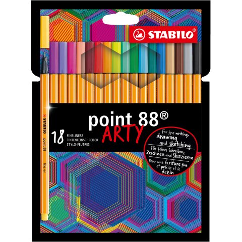 Bolígrafo rotulador STABILO Point 88 Arty con tapa - Paquete de 18