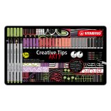 Feutre Stabilo Creative Tips couleurs pastel assorties - Boite métal de 30