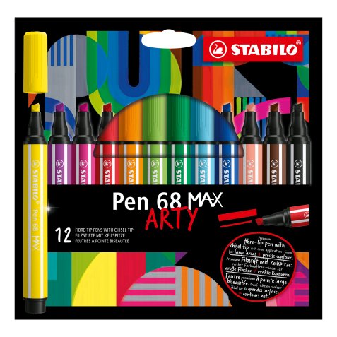 Stabilo Pen 68 Arty Max Felt Tip Pens - Pack of 12