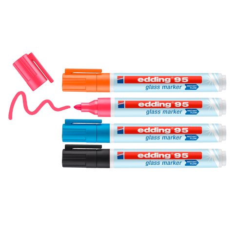 Rotulador borrable Edding E95 punta de bolígrafo 1,5 a 3 mm - Estuche de 4