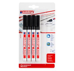 Rotulador permanente Edding E400 punta de bolígrafo 1 mm - Estuche de 4