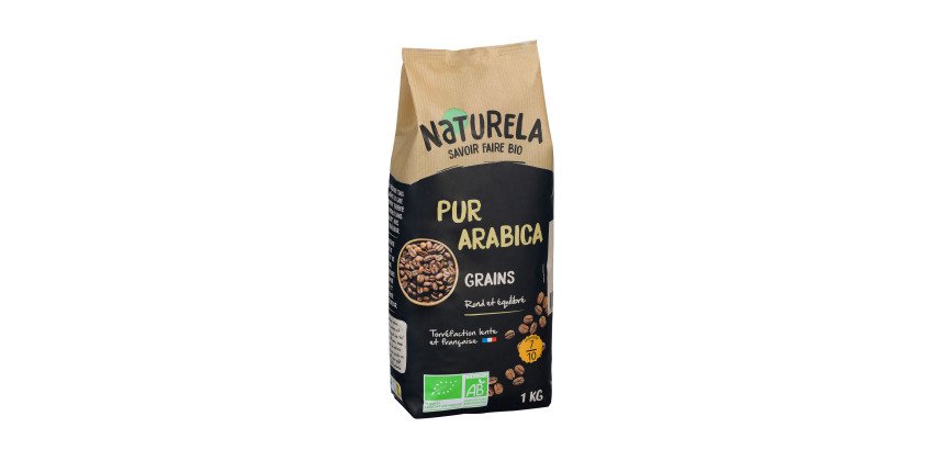 Café en grains Naturela Bio pur arabica - paquet de 1 kg