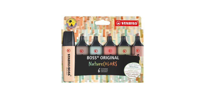 Surligneur Stabilo Boss NatureColors couleurs assorties - Pochette de 6