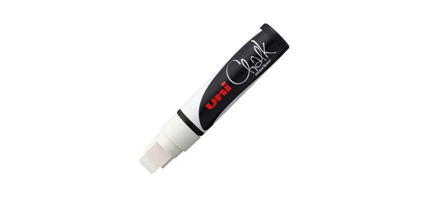 Uni-Ball Chalk white erasable marker with a 15mm beveled tip