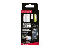 Rotulador permanente de tiza borrable Uni-Ball Chalk punta de lanza 0,9 a 1,3 mm colores surtidos - Paquete de 4