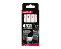 Uni-Ball Chalk Erasable Chalk Marker Bullet Tip 0.9 to 1.3 mm White - Pack of 4