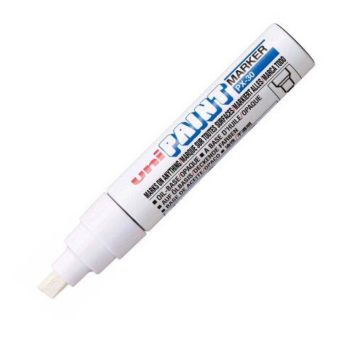 Marqueur permanent Uni Ball Paint Marker pointe biseautée 4 à 8,5 mm blanc