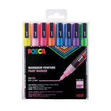 Marqueur Uni-Ball Posca PC3ML pointe ogive 0,9 - 1,3 mm couleurs assorties pailletées - Etui de 8