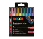 Marqueur Uni-Ball Posca PC3ML pointe ogive 0,9 - 1,3 mm couleurs assorties pailletées - Etui de 8