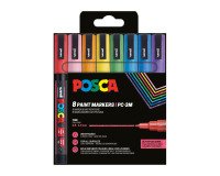 Marqueur Uni-Ball Posca PC3ML pointe ogive 0,9 - 1,3 mm couleurs assorties pailletées - Etui de 8