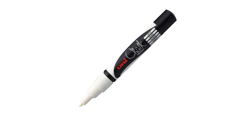 Marqueur craie effaçable Uni-Ball Chalk pointe ogive 0,9 à 1,3 mm blanc