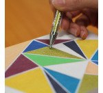 Stylo roller Uni Ball Signo pointe 0,8 mm couleurs assorties pailletées- Pochette de 5