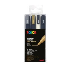 Rotulador Uni-Ball Posca PC3M punta de bolígrafo 0,9 a 1,3 mm colores surtidos - Estuche de 4