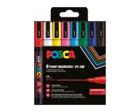 Marqueur Uni-Ball Posca PC3M pointe ogive 0,9 à 1,3 mm couleurs assorties - Etui de 8