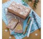 Stylo roller Uni Ball Signo Broad écriture large pointe 1 mm blanc