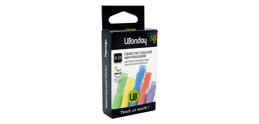 Craie pour tableau - Boîte de 10 couleurs assorties