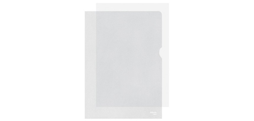 Chemise coins plastique Esselte A4 grainé 11/100e incolore - Paquet de 100