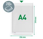 Pochettes perforées Leitz A4 à soufflet PVC grainé 17/100e - Boîte de 5