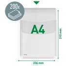 Pochettes perforées Leitz A4 à soufflet à rabat PVC grainé 17/100e - Boîte de 5